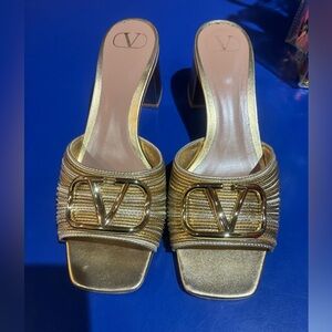 Valentino Gold Women's Heeled Slides
